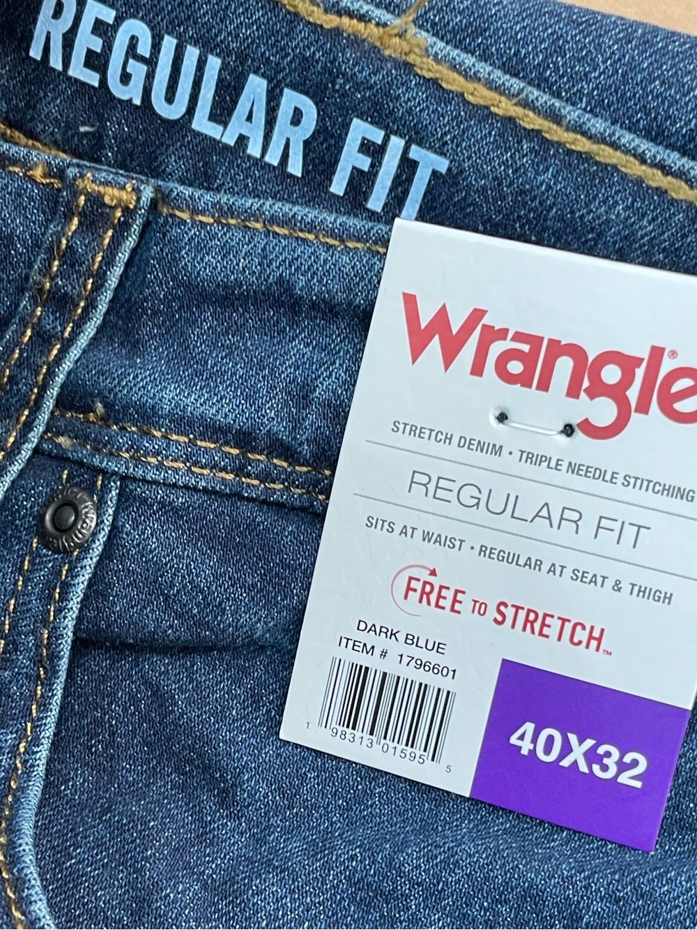 Wrangler Men’s Size: 40 x 32 REGULAR FIT STRETCH DENIM - Picture 5 of 7